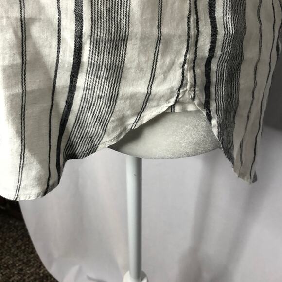 Magaschoni linen black and white striped button up - Picture 4 of 8